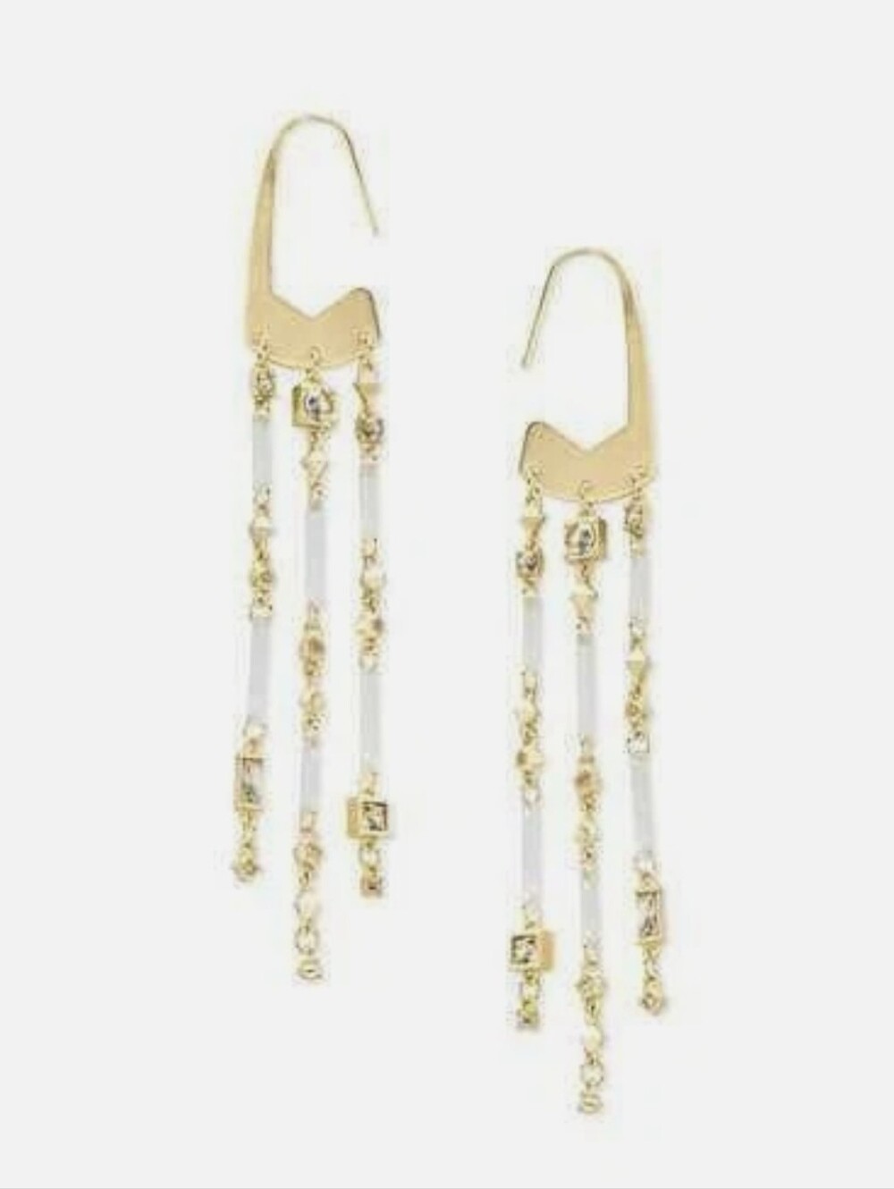 Kendra Scott Corza Gold Multi-Strand Crystal Chain Drop Earrings